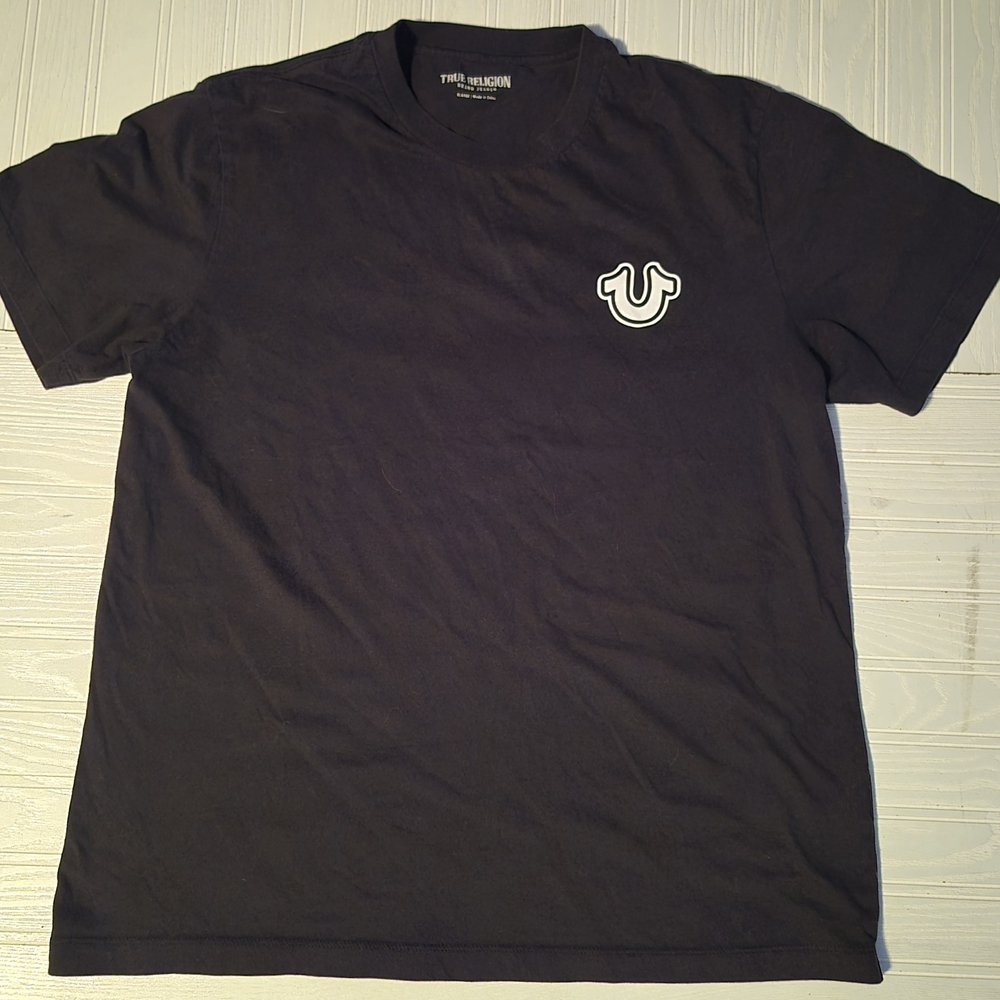 True Religion Brand Jeans Fashion For The Senses T-Shirt Black Grunge Buddha